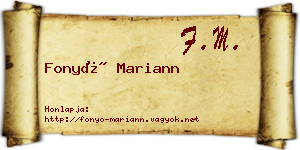 Fonyó Mariann névjegykártya