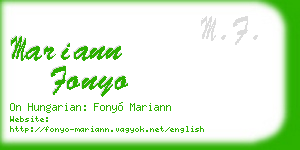 mariann fonyo business card
